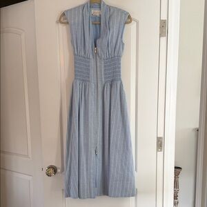 Anthropologie xxs the Tommie Zipfront Midi Blue Striped Dress
